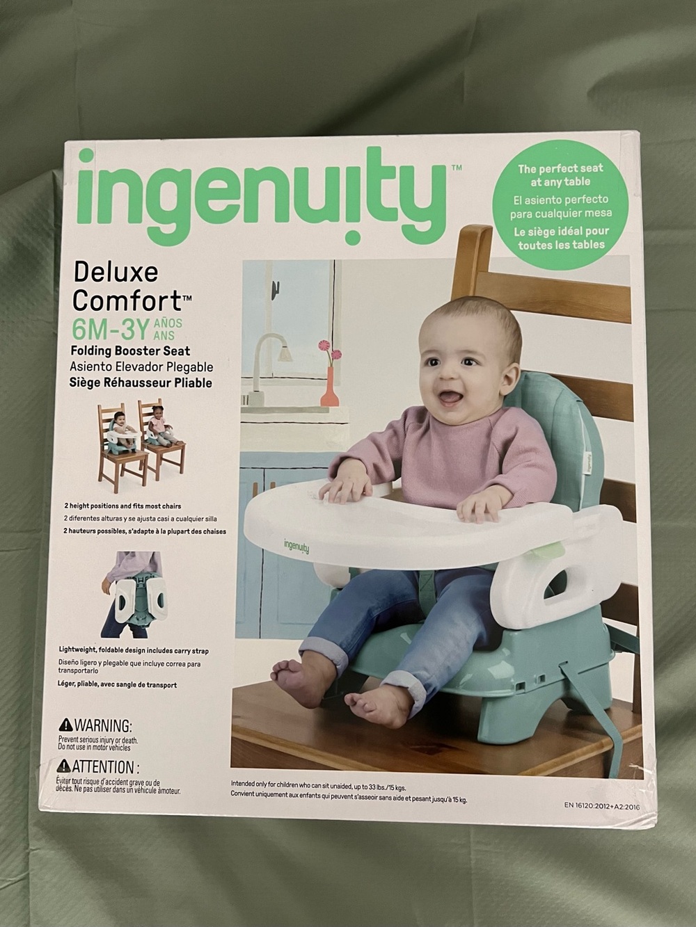 Ingenuity Deluxe Comfort Folding Baby Booster 6M-3Y